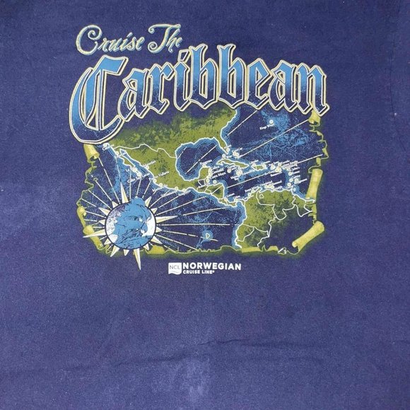 Vintage Cruise The Caribbean Islands Faded Navy TShirt Mens XL (fits Large) - Picture 2 of 4